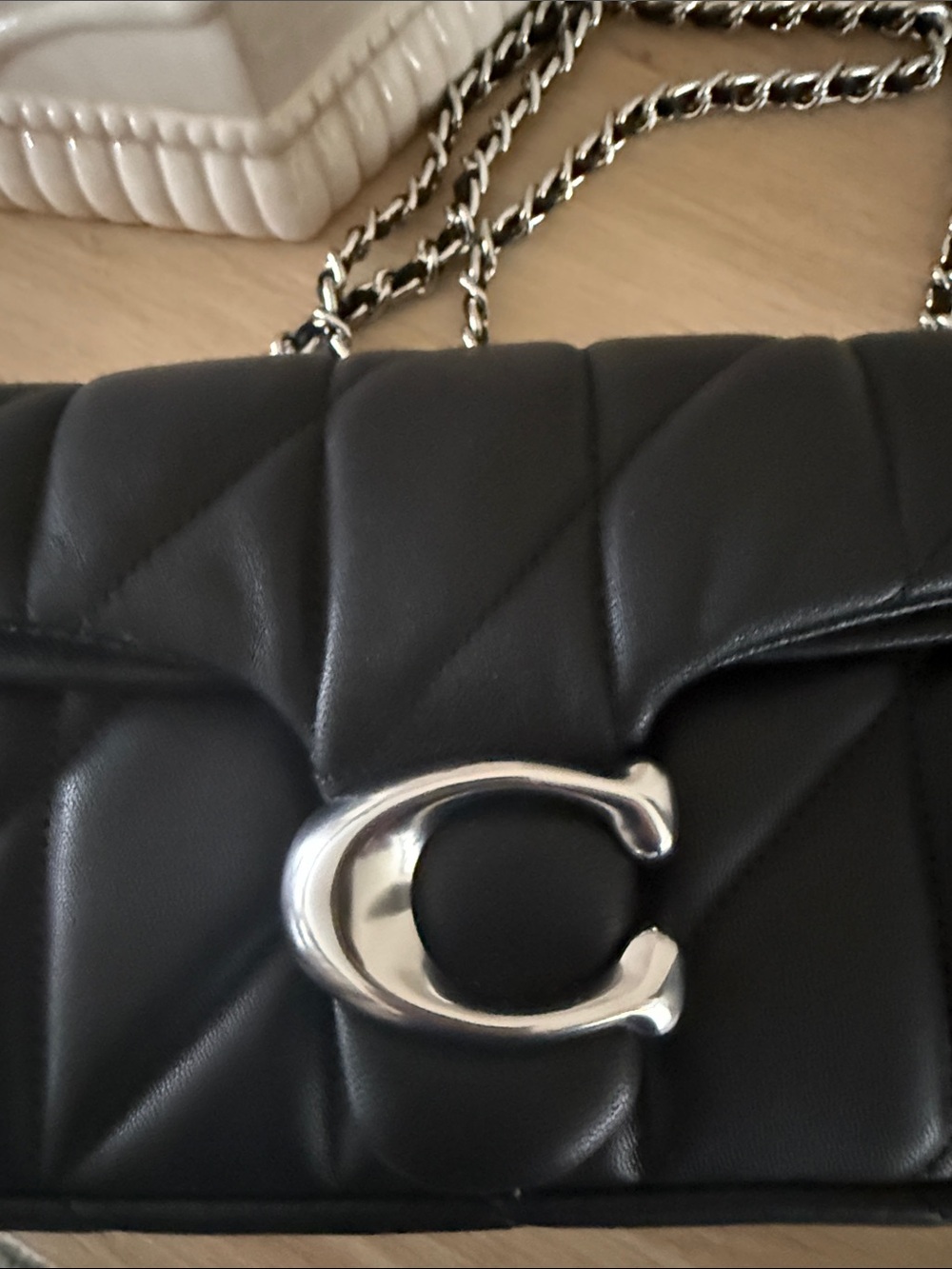 Coach Black Tabby 20 Quilted Shoulder Bag with Silver Chain - Picture 4 of 4